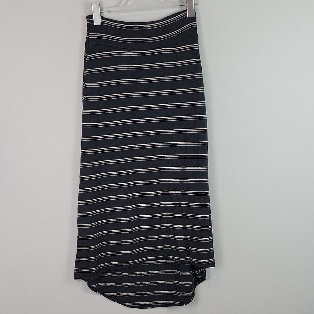 Prana Womens Jasmine Skirt Gray Stripe Pockets Hemp Blend xs